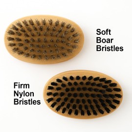Goat Brushes for Grooming 2 Pack, Wooden Livestock Brush Set for Goats, Sheep, Calves, Horses, Dogs and Pigs, Soft Boar Bristle and Firm Nylon Body Brushes for Shedding, Face and Leg Care