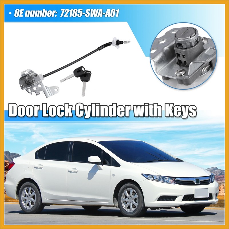 Partuto 1 Set Front Left Side Door Lock Cylinder Cable