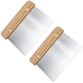 2 Stück Teigschaber Edelstahl, Teigschaber mit Holzgriff und Edelstahlklinge in Lebensmittelqualität Teigschneider für Kuchen