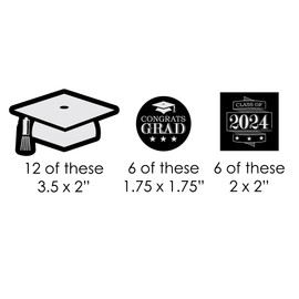Big Dot of Happiness Graduation Cheers - DIY Shaped 2024 Graduation Party Cut-Outs - 24 Count