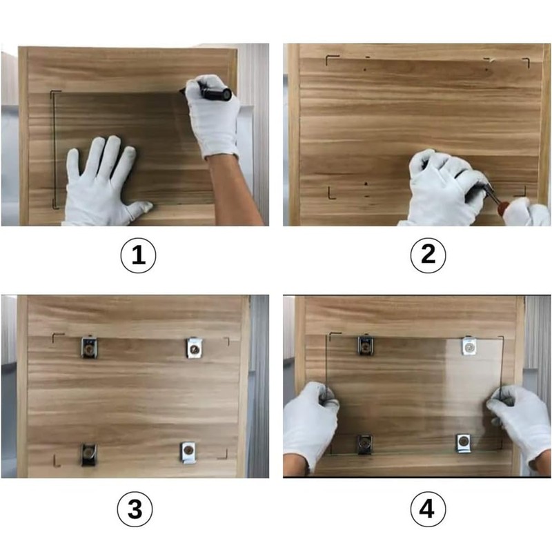 Heuskay 8 Pcs Frameless Glass Wall Mount Kit, Spring Loaded