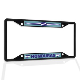 Fastasticdeals Metal Insert License Plate Frame Honduras Flag and Map Logo Weatherproof Car Accessories Black 4 Holes Solid Insert