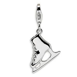 Jewels By Lux Sterling Silver 3D Ice Skate with w/Lobster Clasp Charm
