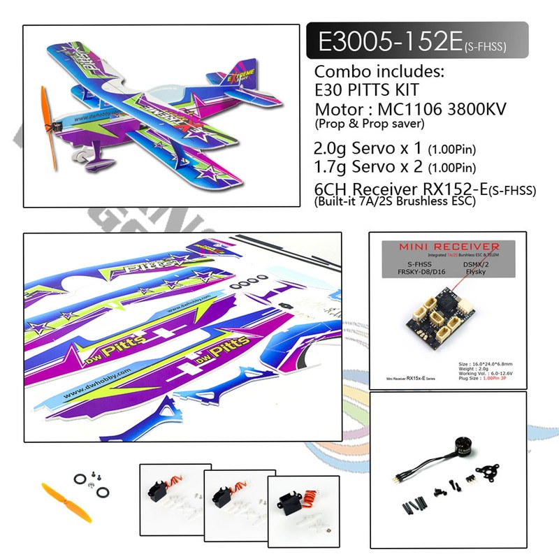 DWH E3005-152E PITTS RC Airplane Aircraft Foam Plane 450mm Wingspan