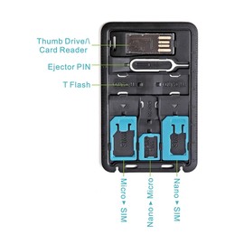 All in One Credit Card Size Slim SIM Adapter Kit With TF Reader & Tray Eject Pin, SIM Holder, Micro SD Holder Feature