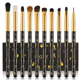 docolor 10 Conjunto de cepillo de maquillaje de ojos esencial incluye sombra de ojos,cepillos de maquillaje de delineador de ojos-cepillos de maquillaje gótico establecidos para sombra de ojos y cejas