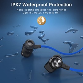 UXD Bluetooth Headphones, Wireless Bluetooth 5.0 Sports In-Ear Headphones with Microphone, 20 Hours Playtime, IPX7 Water Protection Class, HiFi Stereo Earphones for Jogging / Running (Blue)