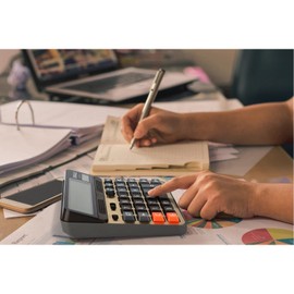 Desktop Calculator Extra Large 5-Inch LCD Display 12-Digit Big Number Accounting Calculator with Giant Response Button, Battery & Solar Powered, Perfect for Office Business Home Daily Use(6815GN-2pcs)