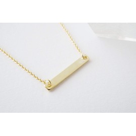 Honeycat Mini Horizontal Bar Necklace in 18k Gold Plate | Minimalist, Delicate Jewelry (Short/Gold)
