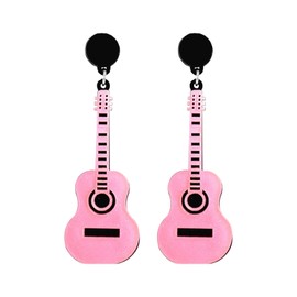 Stocking Stuffers Holiday Outfits for Women 2024 Guitar Stud Earring Pink Guitar Dangle Earrings Glitter Guitar Jewelry Music Thrash Goth Punk Earrings Jewelry Gift
