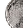 Oriental Round Brass Tray Silver-Plated Mahra, Moroccan Tea Tray in