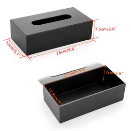 BTSKY Black Rectangular Tissue Box Cover - Stainless Steel Tissue Holder, Household Tissue Paper Dispenser for Bathroom Kitchen Office Restaurant Hotel