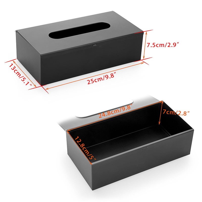 BTSKY Black Rectangular Tissue Box Cover - Stainless Steel Tissue