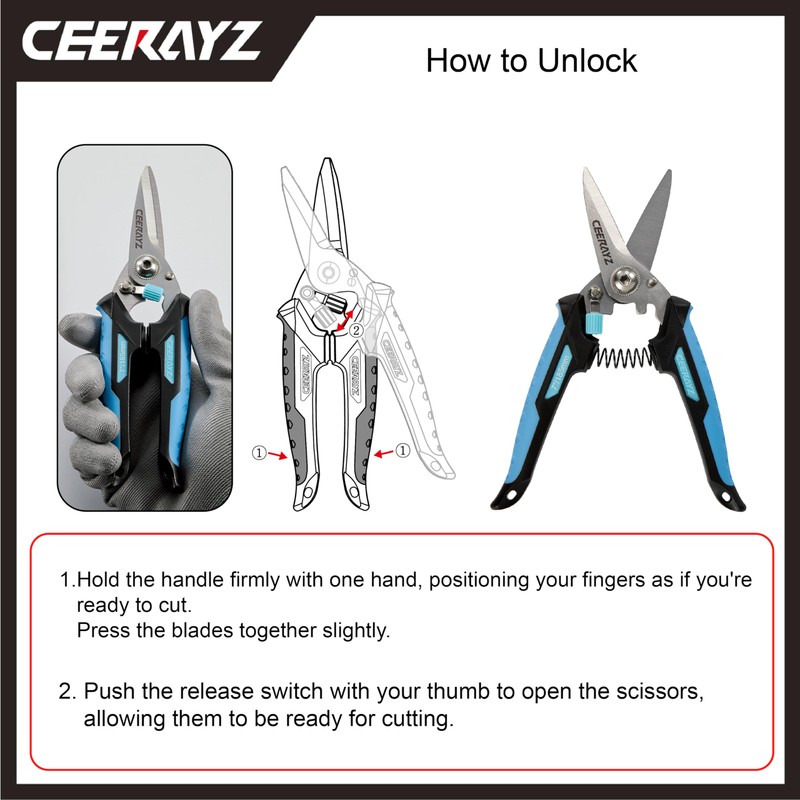 CEERAYZ 185mm Scissors All Purpose Heavy Duty, Garden Shears, Scissors