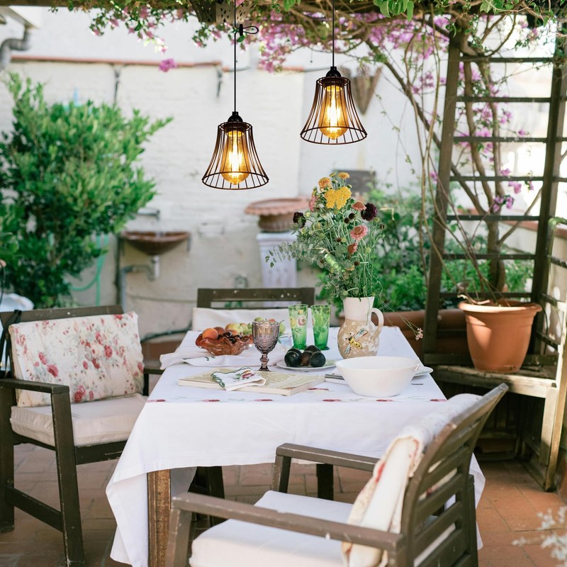 YIKEGE LICHT 3X Outdoor Chandelier Pendant Light for Gazebo Battery