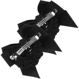 Redecillas para cabello con lazo negro tejido 2 piezas para mujeres, diseño delicado para uso diario y profesional