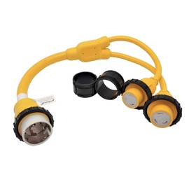 Parkworld 692026 Splitter Marine Shore Power Y Adapter SS2-50P Male 50A Plug to (2) L5-30R Female Dual 30A Receptacle