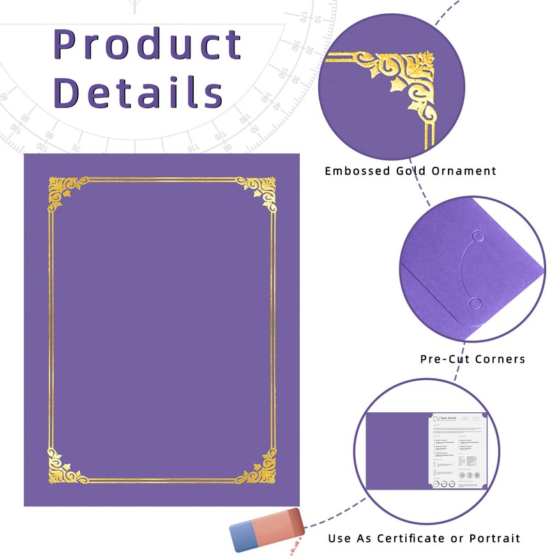 HAUTOCO 50 Packs Certificate Holders, Purple Diploma Holders, Document Award