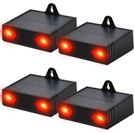 Solar Predator Control Light Nocturnal Animal Repeller Deer Repellent Device Coyote Deterrent Keep Wild Nighttime Animals Away from House Yard Farm Chicken Coop with Dual Red Strobe Lights Pack of 4