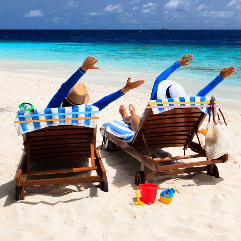 CCINEE 12 Pack Beach Towel Bands for Beach Chair, Stretchable