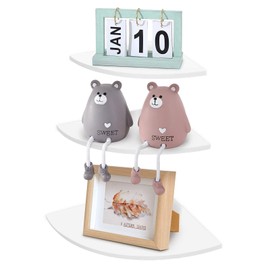 Corner Shelf 3 Pieces Floating Shelves Decoration Flower Pot Living Room Bedroom White Max Load 10kg