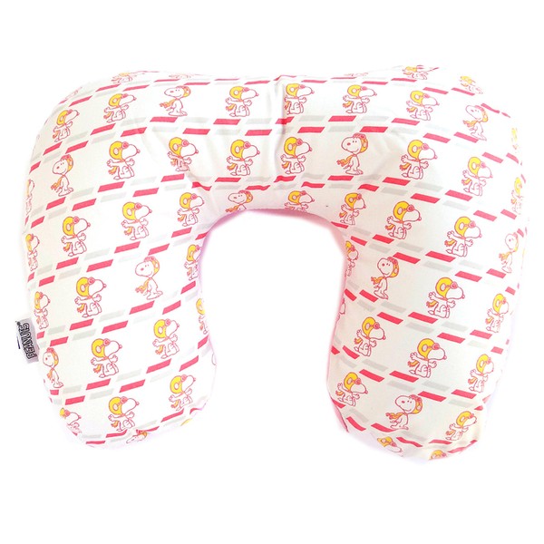 Snoopy FlyingACE Neck Pillow, Comfortable Cotton Cover, Made in Japan, Pink