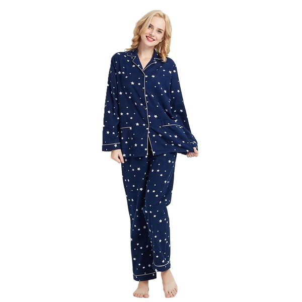 GLOBAL Women's Flannel Pajamas Set 100% Cotton PJs for Women