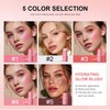 Melemando 5 Colors Cream Blush Stick, Natural Glow Finish Looking,