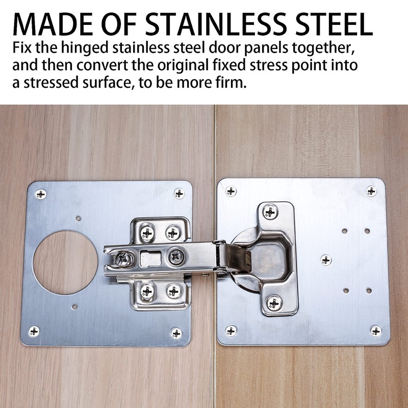 4 Pcs Hinges Repair Brackets, Stainless Steel Hinges Repair Plates,