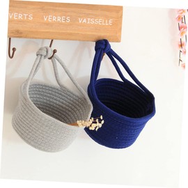 KOMBIUDA 2pcs Woven Hanging Basket Grey Cotton Rope Storage Organiser Round Container Home Decor Toy Storage