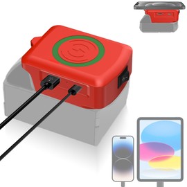 Wireless Charger Adapter for Milwaukee M-18 18V Battery,15W Max Wireless Charging Adapter for i-Phone with Type C &USB 2.1A Fast Charge Ports,Wireless Chargers Using Tool Battery