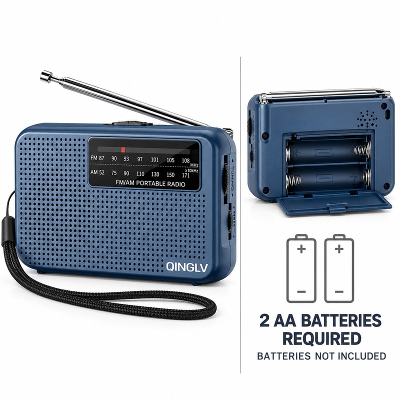 Portable Pocket AM/FM Radio with Telescopic Antenna, 3.5mm Headphone Jack