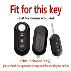 HIBEYO Klapp Autoschlüssel Hülle passt für FIAT Schlüsselhülle Silikon Schlüsselschutz für FIAT 500 Panda Punto Lancia Ypslon Delta Grande Bravo Schutz Etui für Fernbedienung 3-Tasten-Silber