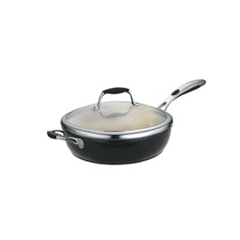 Tramontina 80110/021DS Gourmet Ceramica Deluxe Aluminum Covered Deep Skillet, PFOA- PTFE- Lead and Cadmium-Free Ceramic Interior, 11-inch, Metallic Black, Made in Italy