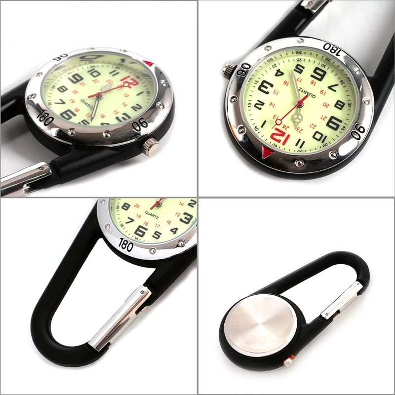 WONOLO Clip on Carabiner Luminous Face FOB Watch Digital for