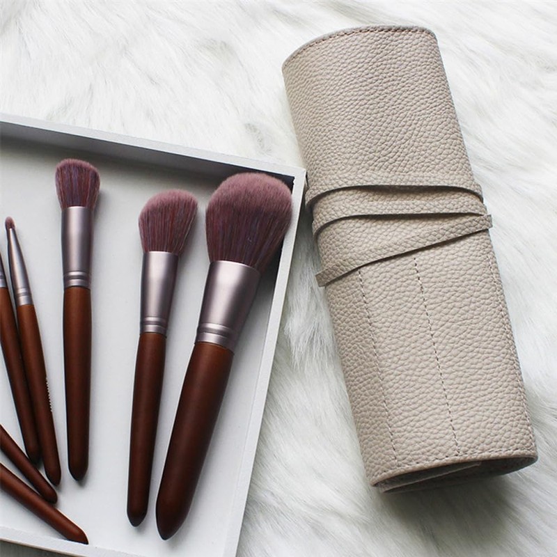 JetWave Cosmetic Brush Pouch, PU Leather, Large Capacity, Makeup Pouch,