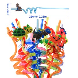 Pack of 16 Plastic Straws for Children, Various Cute Shape and Colourful Reusable Drinking Straws for Children's Birthday Party Decorations, Party Accessories
