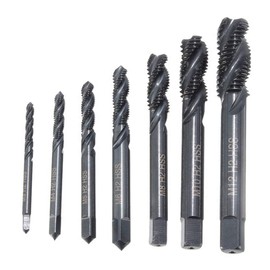 Tap Drill Set, 7 Pieces, Spiral Tap, Chamfering Tap, Drilling Threading, HSS Drill Tap, Drill Bit, Chamfering Tap, 6542 High Speed Steel Tap Drill Bit Set, M3, M4, M5, M6, M8, M10, M12