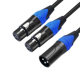 XLR Splitter Cable, XLR Male to Dual XLR Female Y Splitter 3 Pin Balanced Microphone Cable, XLR Y Splitter Cable 2 Female to 1 Male, 60cm/1.96ft