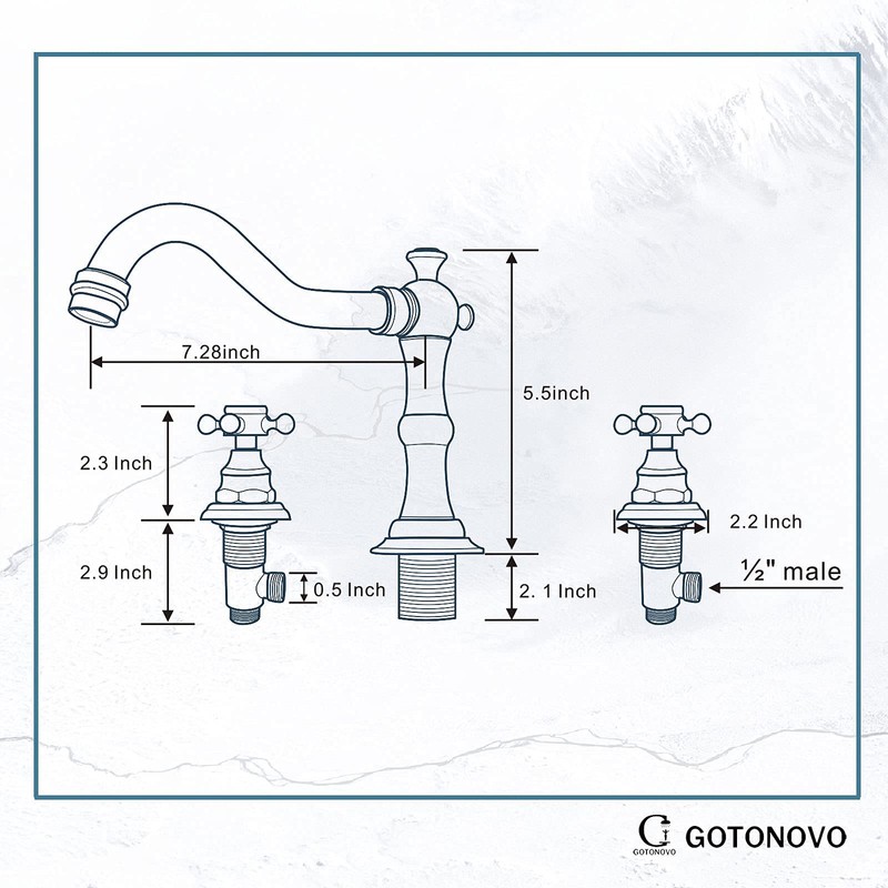 Widespread Bathroom Sink Faucet Double Cross Knobs Polish Chrome 3
