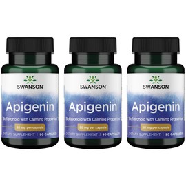 Swanson Swanson Apigenin Supplement for Sleep - 90 Caps, 50 mg Each - Sleep and Relaxation with Stress Relief - Natural Support (Packaging May Vary) 3 Pack
