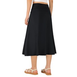ANIVIVO Women's 28" Long Skirts Midi Skirt Modest Athletic Skirt Knee Length Skirts with Pockets(Black,M)