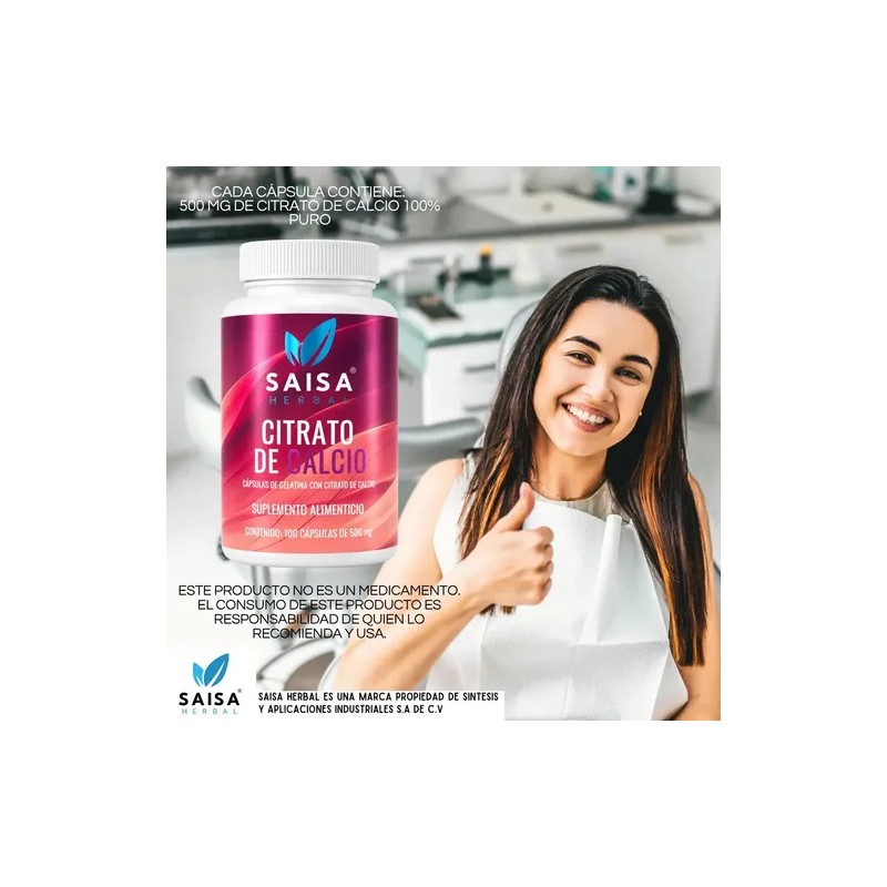 Citrato de Calcio Saisa Herbal, Suplemento para Huesos y Dientes