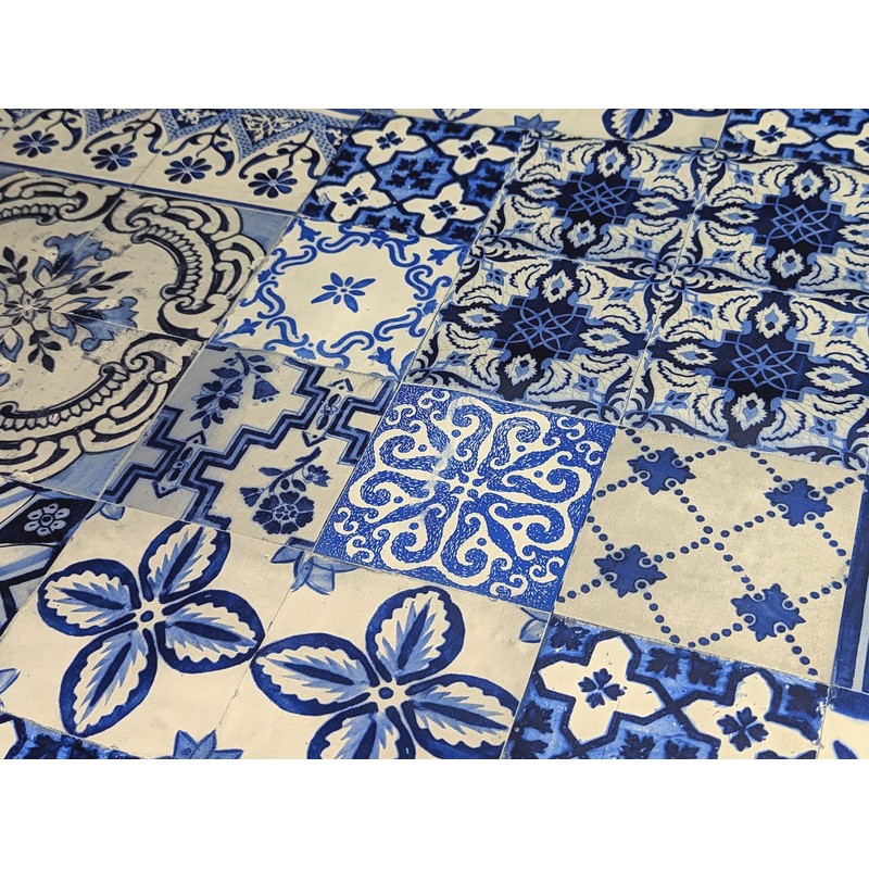 Karina Home Moroccan Tiles Blue Wipe Clean Tablecloth Vinyl PVC