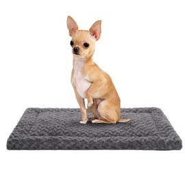 Washable Dog Bed Mat Crate Pad Soft Fluffy Pet Kennel Beds Dog Sleeping Mattress for Large Jumbo Medium Small Dogs, 23 x 17 Inch, Gray