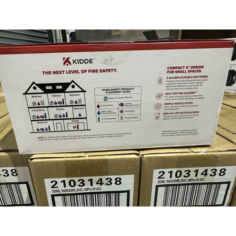 Kidde Kiddie Compact 4 PACK Smoke Detector AA Batt Photoelectric