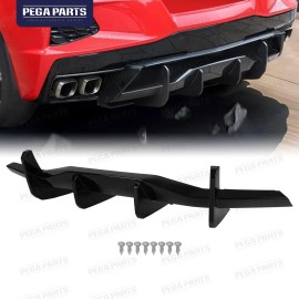PEGAPARTS For 2020-2026 Corvette C8 Z51 Stage 3 GT Style Gloss Black Rear Bumper Diffuser