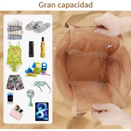 Bolsa de Playa para Mujer,Tote Bag Mujer de Malla Plegable,Amarillo