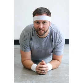 10 BLACK TERRY SWEATBAND Cotton Headbands Absorbent Workout Quality Sport BANDS