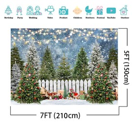 XEYSM 7X5FT Winter Forest Photography Backdrop Christmas Backdrop Snowy Christmas Tree Backdrop Christmas Family Party Decoratio Backdrop XY120